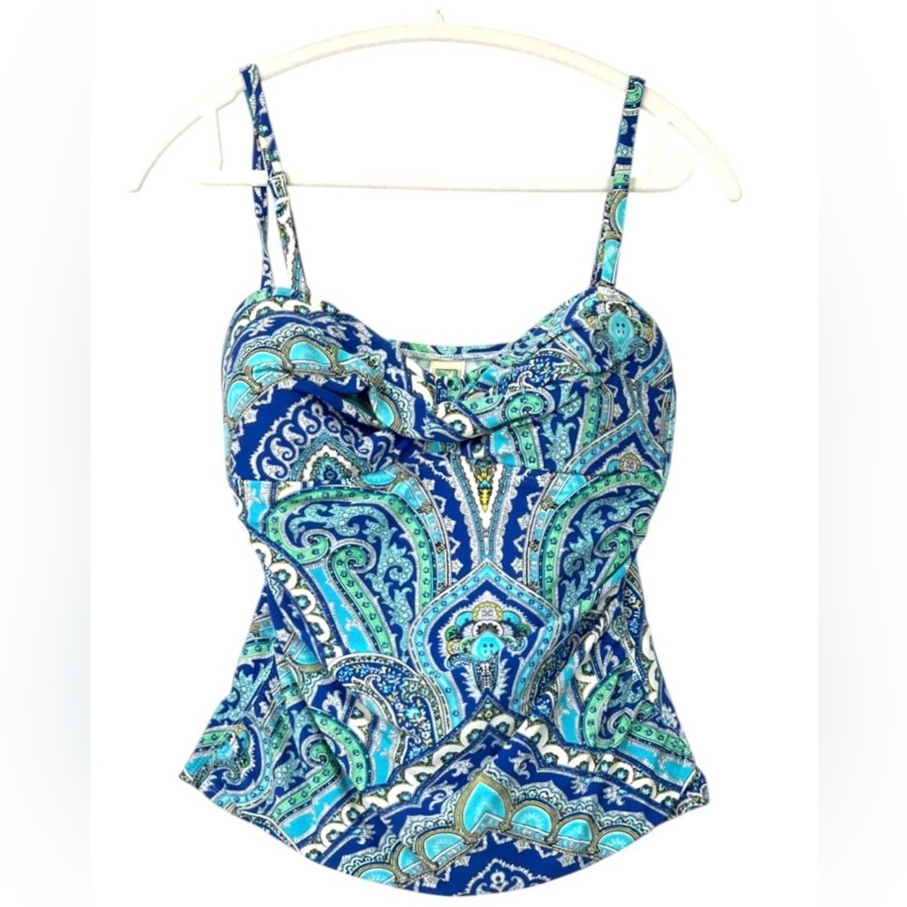 Tommy Bahama Tankini Women's Swimsuit Top Teal Blue Tank Swim RELAX Size Small - Picture 1 of 4